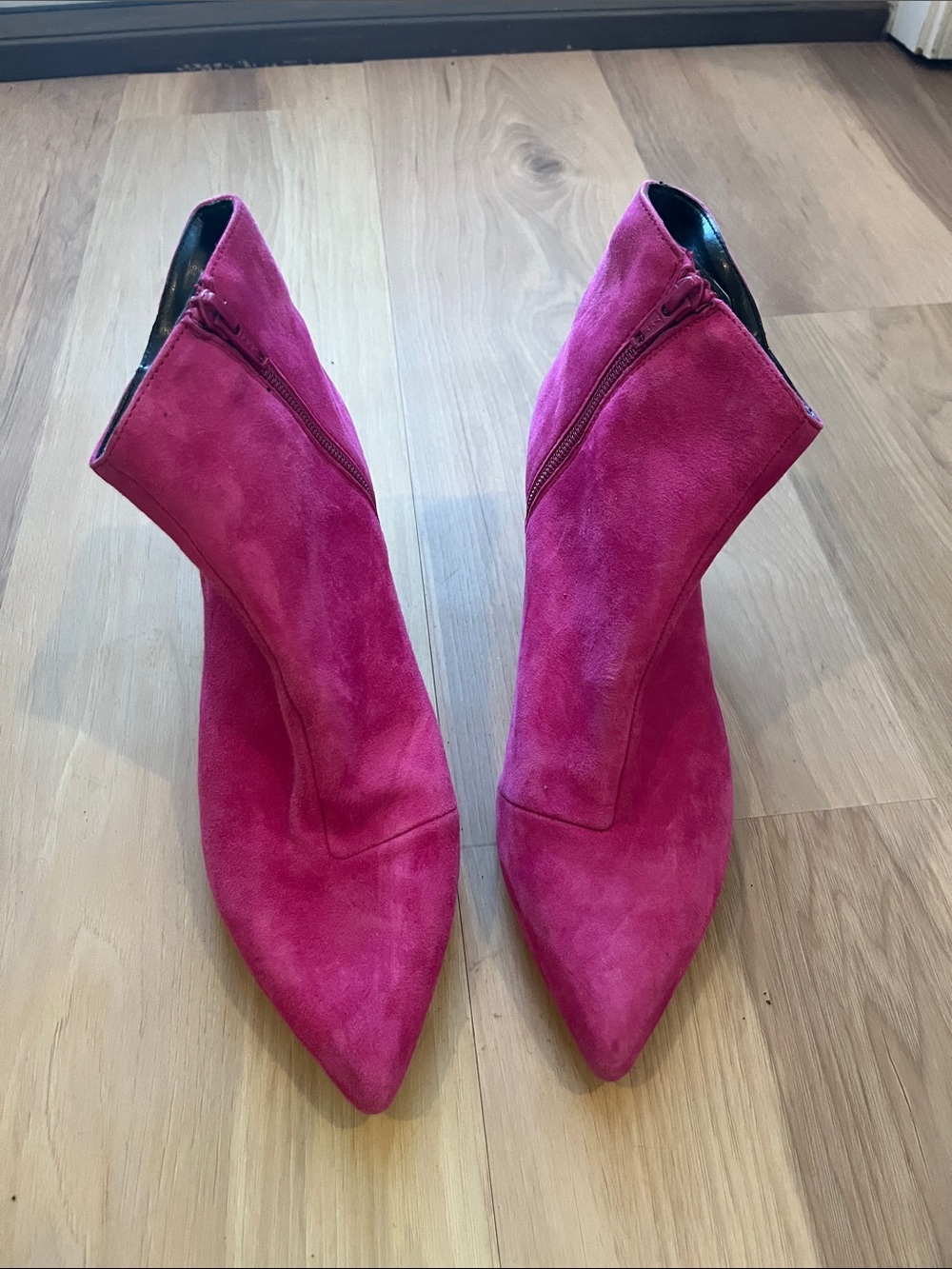 ASOS Pink Suede Pointed-Toe Ankle Boots